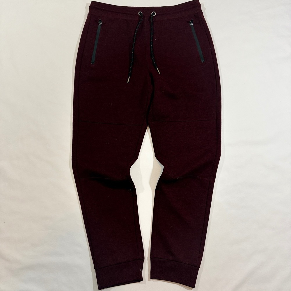 Aeropostale Jogger Pants Mens Medium Burgundy Good Zipper Pockets Marl Stretch